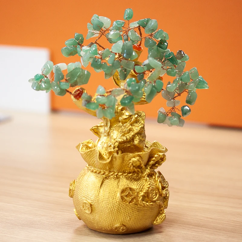 Мини-хрустальное денежное дерево фэн-шуй традиционное приносящее удачу богатство домашний декор миниатюрные статуэтки вечерние подарки Хрустальное денежное дерево