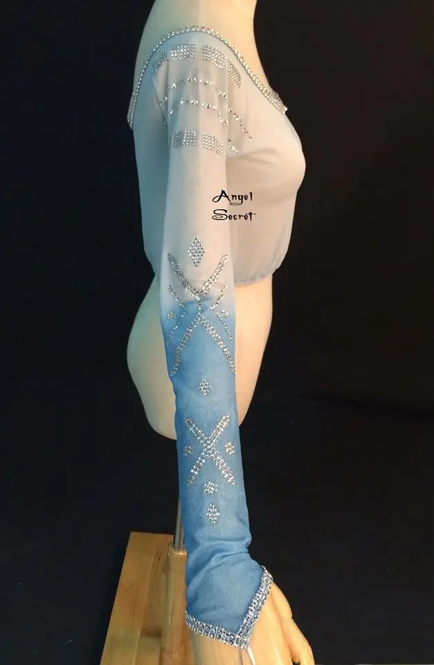 

TOP5 mesh top with rhinestone two tone sleeves for Elsa cosplay