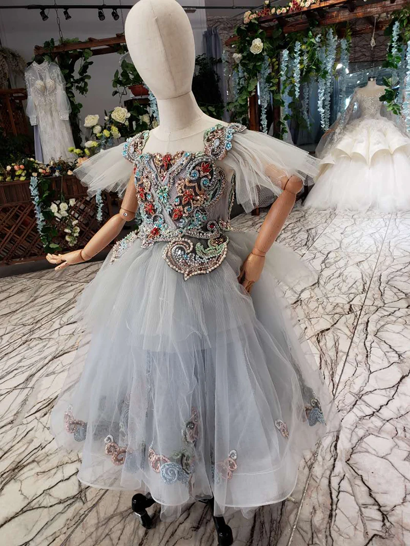 LSS519t винтажное платье вечернее для девочек с пышными рукавами и цветными
