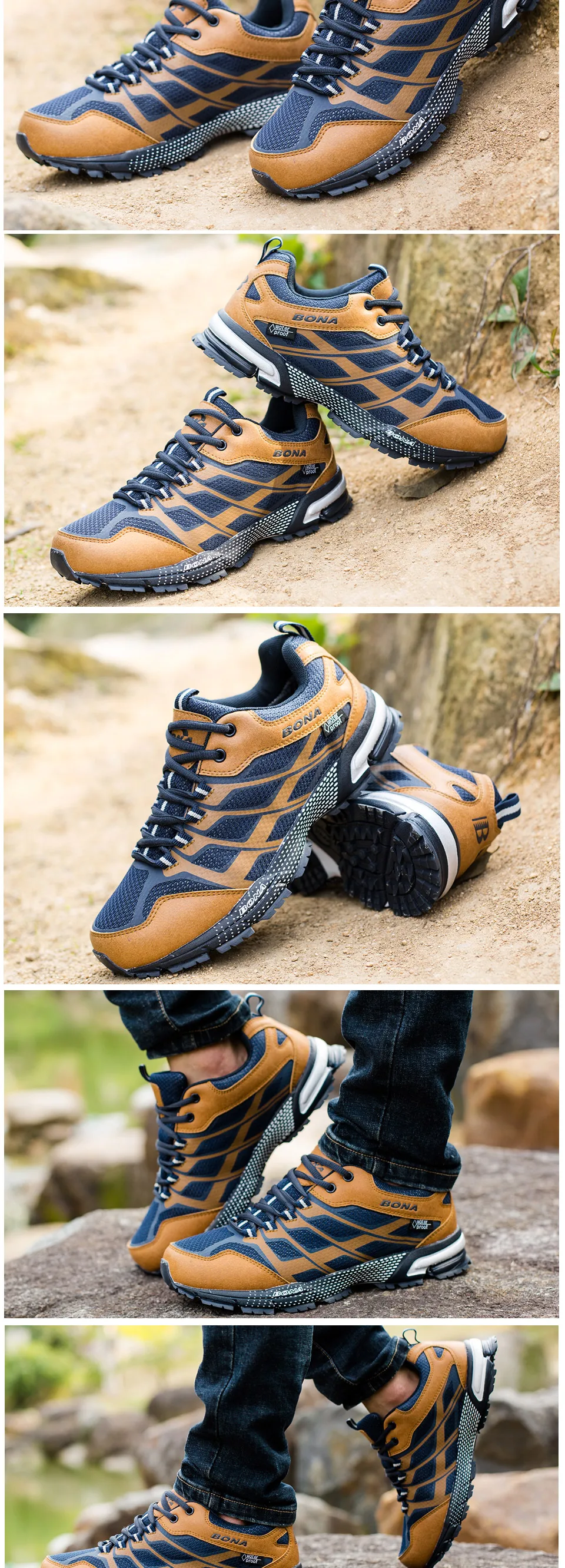 BONA/Новинка; классические стильные мужские кроссовки для бега; прогулочные беговые кроссовки на шнуровке; сетчатый верх; спортивная обувь; Быстрая