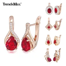 5 пар/компл. возможность комбинировать дизайн красный камень CZ 585 цвета розового золота, серьги со шпилькой, для Для женщин серьги для девочек детские подарки на день Святого Валентина, удивительная цена