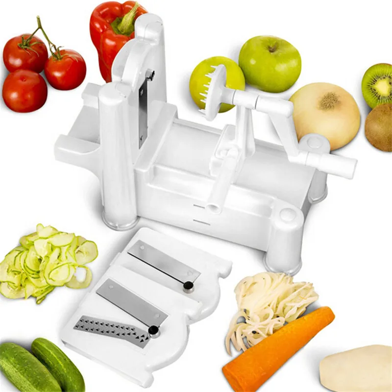

3-in-1Roller Vegetable Cutter Manual Slicer Potato Carrot Shredder Hand Rotary Multifunction Cheese Grater Stainless Steel Blade