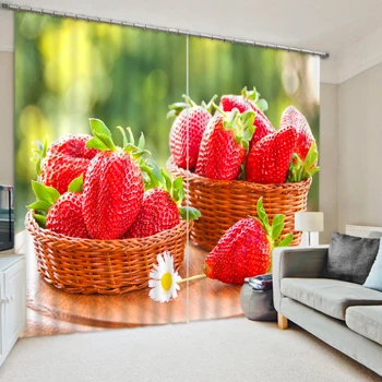 

Fruits Strawberry Printed Kitchen 3D Blackout Curtains For Bedding room Living room Office Wall Home Tapestry Decorative Drape