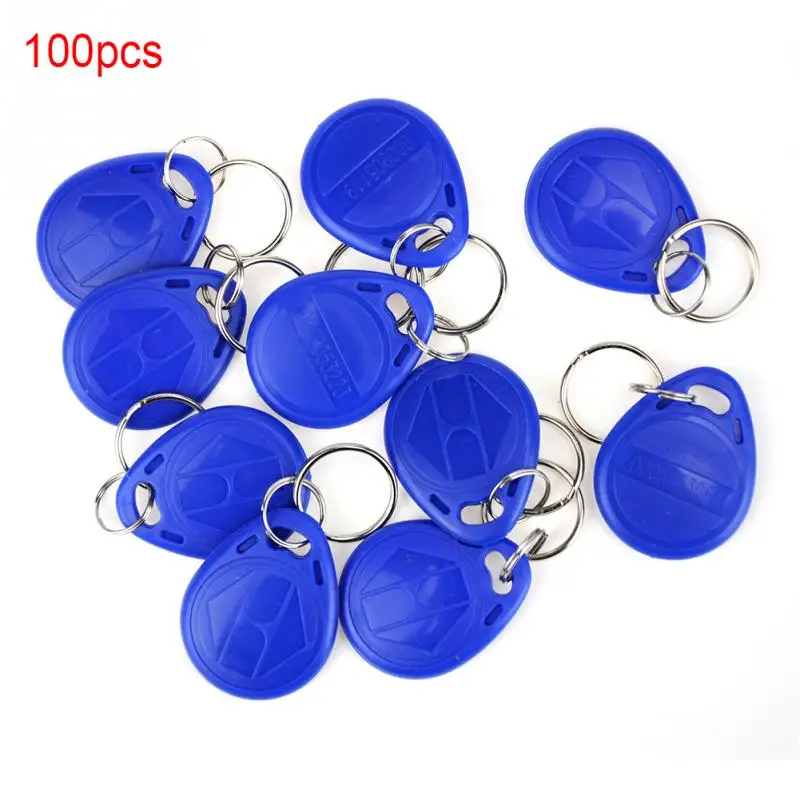 

100 Pcs Blue 125KHz RFID EM ID Card Tag Token Key Chain Keyfob Read Only