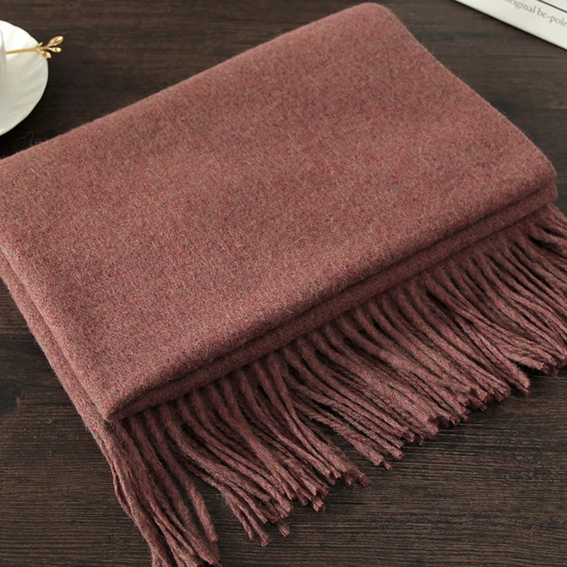 Luxury Winter Scarf Wool Cashmere Scarf Poncho Stoles Women Thicken Warm Scarves Wrap Pashmina Tassels Solid Color Scarf