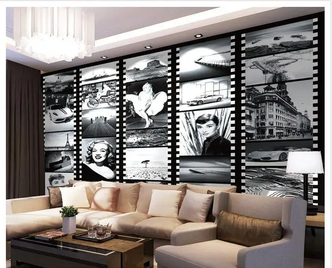 Фотообои 3d на заказ настенные росписи черно белые фигурки постеры из фильма