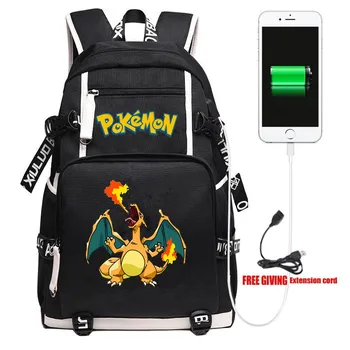 

New Anime PM Charmander Backpack Men's Women Bags Student School travel Bag Bookbag Cartoon Teenage Kids Laptop Bags