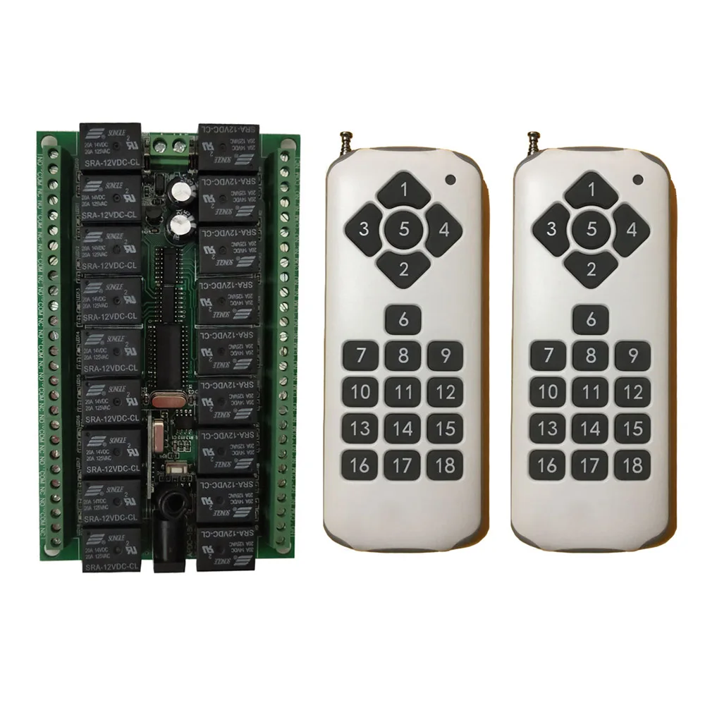 

DC 12V 24V 18CH 18 CH Wireless Remote Control Light Switch Relay Output Radio Transmitter Receiver Wireless Remote Motor Switch