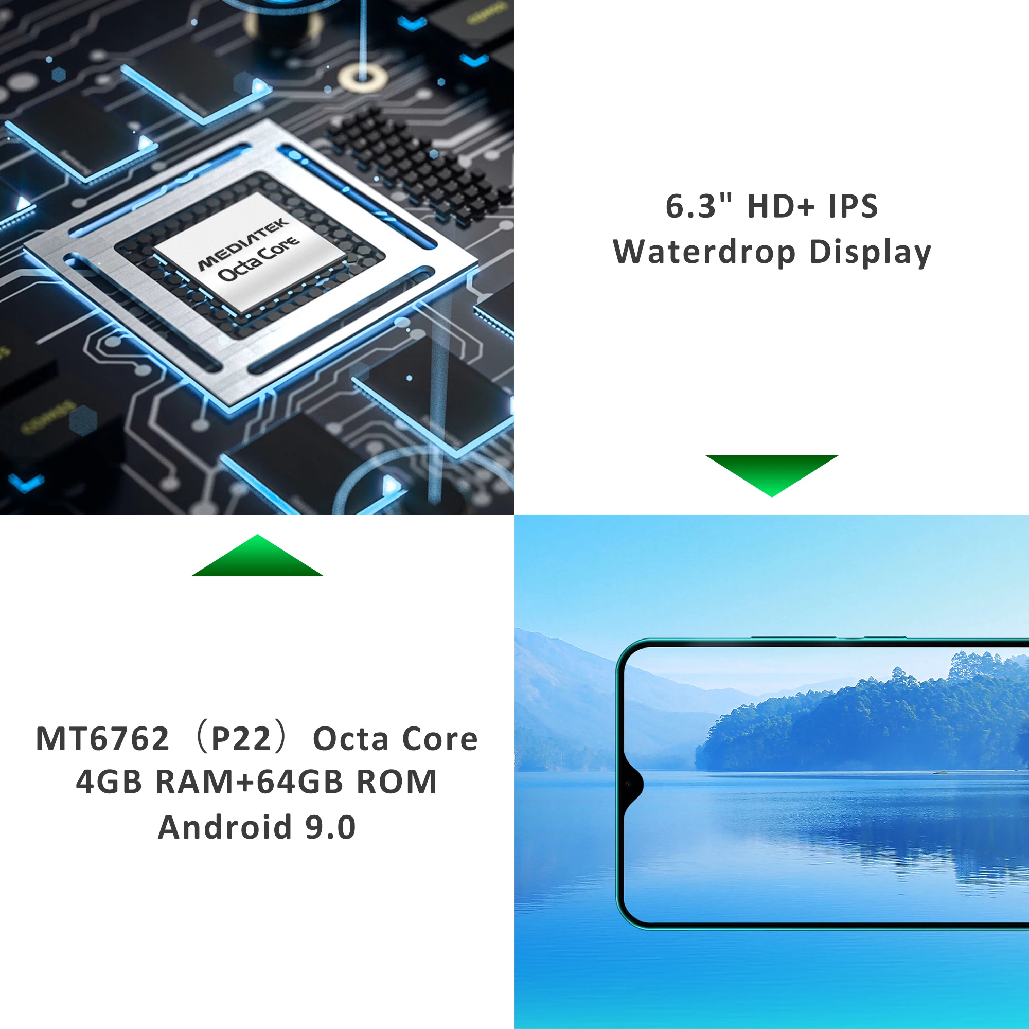 LEAGOO S11 смартфон с 6 3 дюймовым дисплеем восьмиядерным процессором Helio P22 Android 9 0 ОЗУ 4