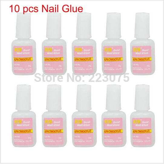 10 Pcs 10g BYB False Nail Art Glue Tips Glitter Acrylic Decoration with