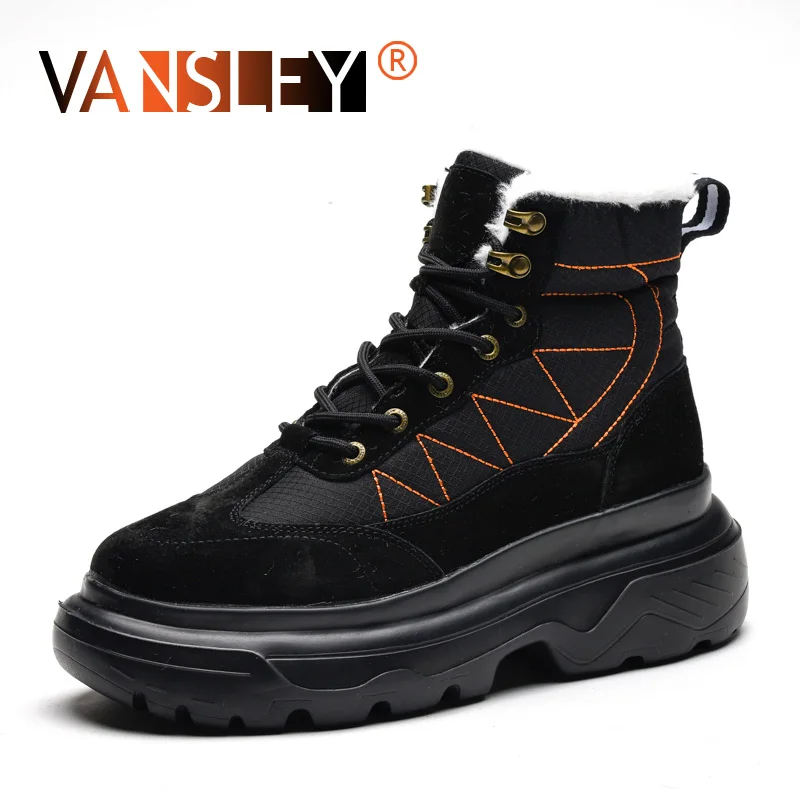 

New Fashion Men Boots Winter Plush Warm Snow Boots High Quality non-slip Outdoor Lace-Up Ankle Boots Men shoes Winter Sneakers