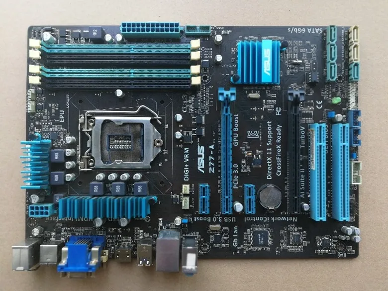 Б/у, Материнская плата ASUS Z77-A Z77 Socket LGA 1155 i3 i5 i7 DDR3 32G ATX UEFI BIOS материнская плата