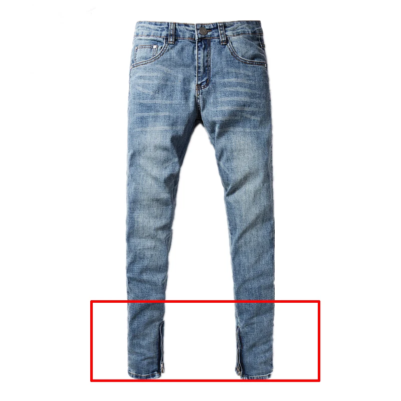 Mens Light Blue Skinny Jeans Promotion-Shop For Promotional Mens Preppy Men`s Selvedge Zipper Jeans Dsel Brand Clothing Mid Stripe Solid Light Blue Jeans Pants Designer Skinny Jeans Men H2002 - Mens Light Blue Skinny Jeans Promotion-Shop For Promotional Mens