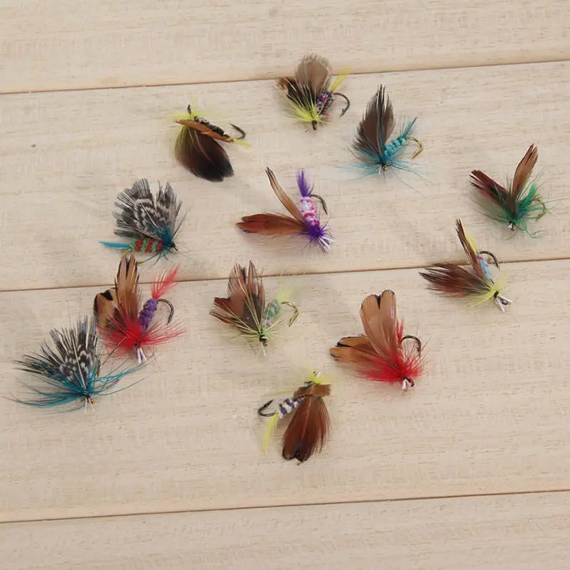 12Pcs/Set Insects Flies Fly Fishing Lures Bait High Carbon Steel Hook Fish Tackle With Super Sharpened Crank Hook Perfect Decoy