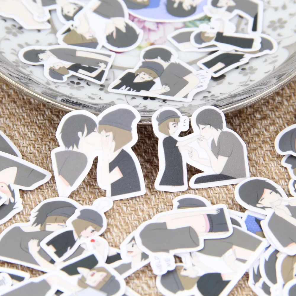 

New Mix 40 pcs Moe Sweet Couple Decorating Homemade Stickers iphone Emoticons Cute Stickers Notebook Fun Funny Ideas