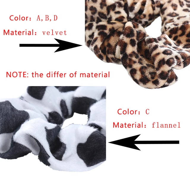 AWAYTR 2Pcs Soft Animal Leopard Velvet Hair Scrunchie Ponytail Loop Holder Stretchy Elastic Hair band for women Hair Accessories