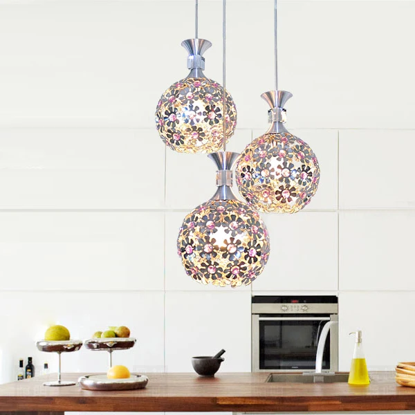 

restaurant Pendant lamps 1/3heads lamps meals hollow purple single head three LED hanging lighting creative Pendant Lights