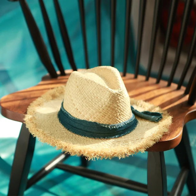 New Panama Raffia Straw Hat For Women Men Western Cowboy Hats With Brim Wide WESTWORD Best Mens Summer Beach Sun Fedora Hat 40