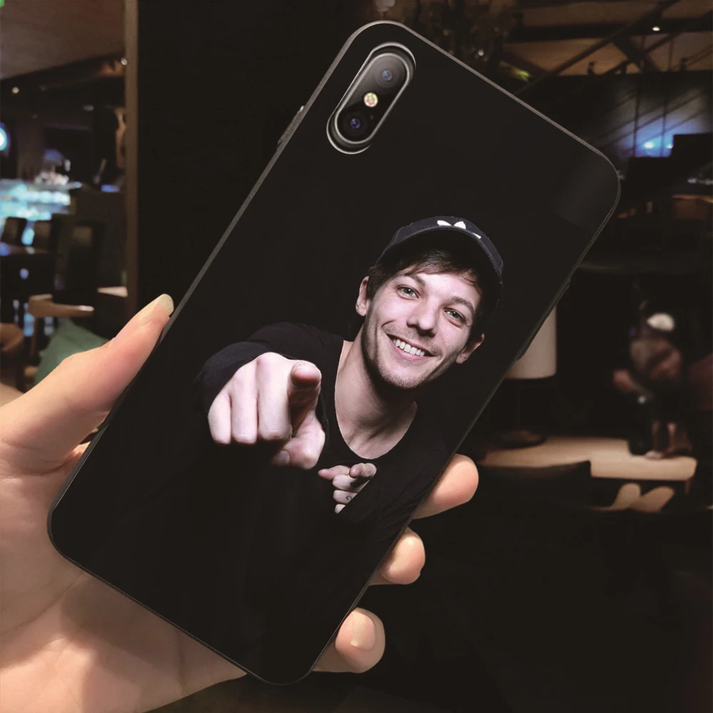 Fatperson Black Frame cover One Direction Louis Tomlinson Pattern Phone cases For iphone X 6 6S 7 8 Plus 5 5S 7Plus