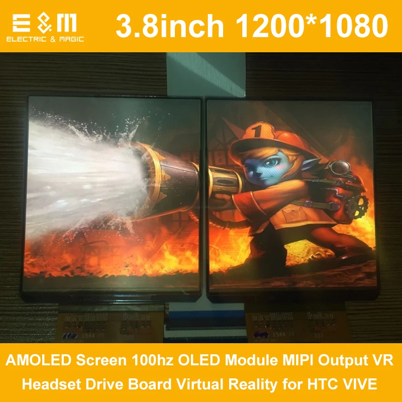 

E&M 2Pcs 3.8 inch 1200*1080 AMOLED Screen 100hz OLED Module MIPI Output VR Headset Drive Board Virtual Reality for HTC VIVE