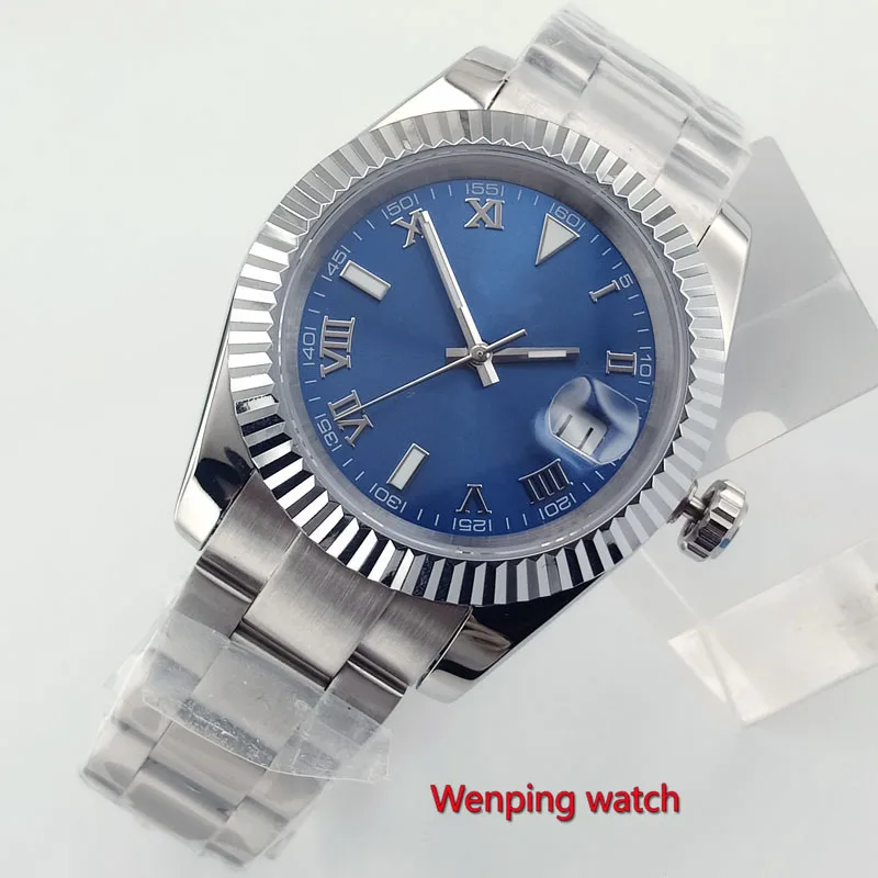STYLE 4 40 мм Bliger, без логотипа, серебристый, белый, черный, синий циферблат, Твердый Чехол, особая Дата, окно сапфировое стекло, автоматические мужские часы W2888 - Цвет: STYLE 4
