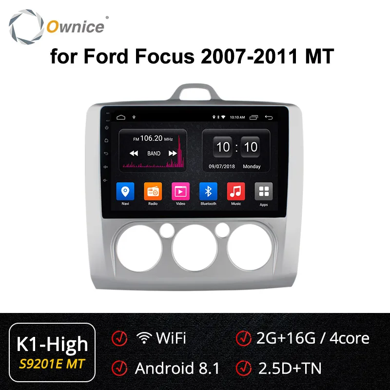 Ownice K1 K2 8 Core Android 8,1 автомобилей 2 Din Радио DVD плеер с gps-навигатором для Ford Focus 2007- аудио мультимедийной системы головное устройство - Цвет: S9201 MT K1-High