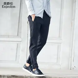 Enjeolon брендовые Весенние длинные прямые брюки мужские серые повседневные плотные брюки мужские качество Толстые повседневные штаны