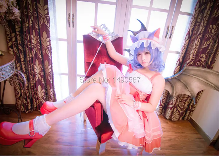 Touhou Project Series Remilia Scarlet cos платье кошачьи ушки косплей костюм карнавальный костюм