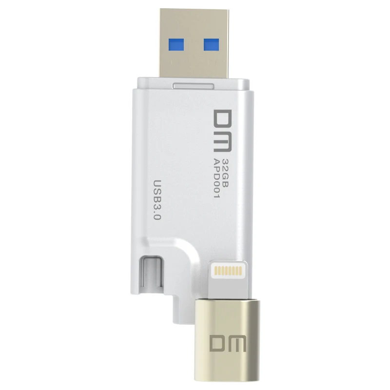 USB флеш-накопитель DM APD001, 128 ГБ, 64 ГБ, для iPhone X, 8, 7, 6 Plus, флеш-накопитель с разъемом Lightning на металлическую ручку, u-диск для MFi iOS10, карта памяти, 32 ГБ - Цвет: White