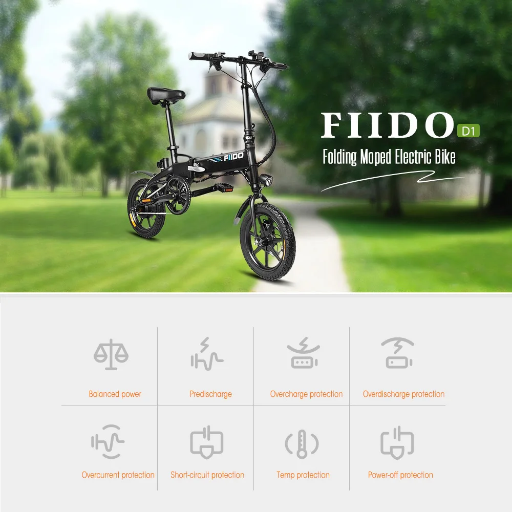 

FIIDO D1 7.8AH 10.4AH Folding Electric Bicycle Battery Mini Aluminum Alloy Smart Electric Bike Moped Bicycle EU Plug BLACK White
