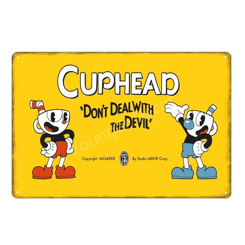 Видео игры Funko поп Cuphead металлический плакат Mugman дьявол легендарная чаша настенная печать оловянные знаки домашний декор детский подарок YD045 - Цвет: YD1014