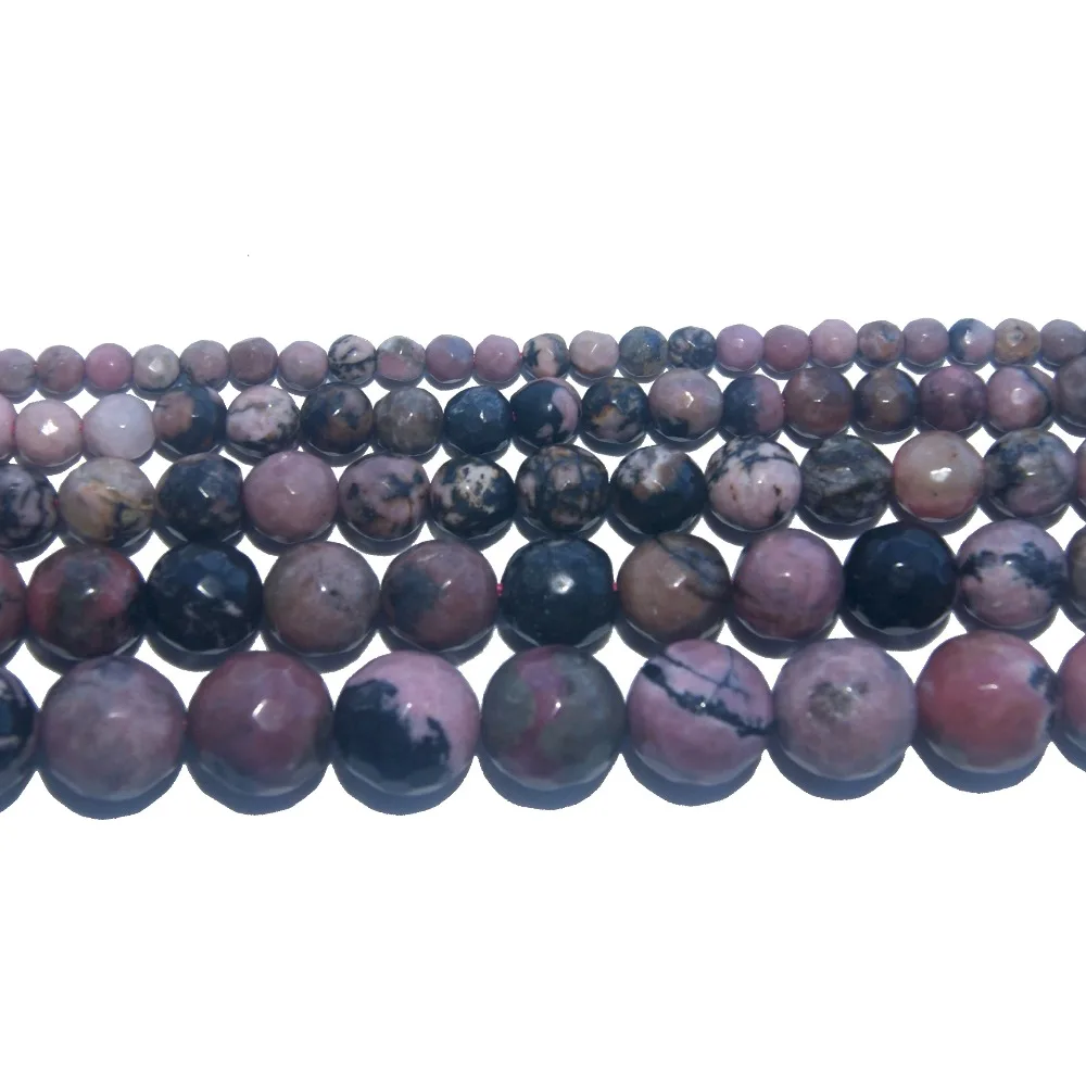 

Faceted Natural Stone Black Lace Rhodonite Beads 4 6 8 10 12 MM Pick Size For Jewelry Making Charm DIY Bracelet Necklace