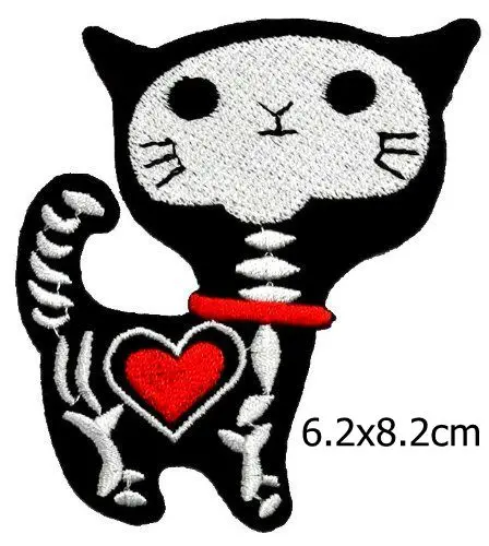 Скелет мексиканский сахарный череп Инь Ян средний пальцы кошка наклейка футболка костюм DIY аппликация вышитая нашивка
