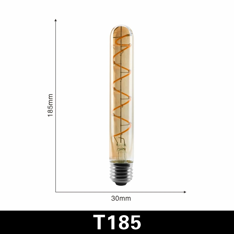 Ретро Винтаж лампы 4W 2200K лампа со спиралью светодиодный ламп накаливания A60 T45 ST64 G80 G95 G125 декоративное освещение диммируемая лампа edison лампа - Испускаемый цвет: T185
