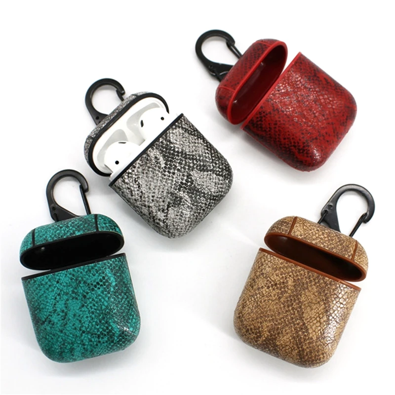 

Snake Style PU Leather Covers for Airpods TWS i10 i12 Case Bluetooth Earphone Case Dust-proof Full Drill air pods cover
