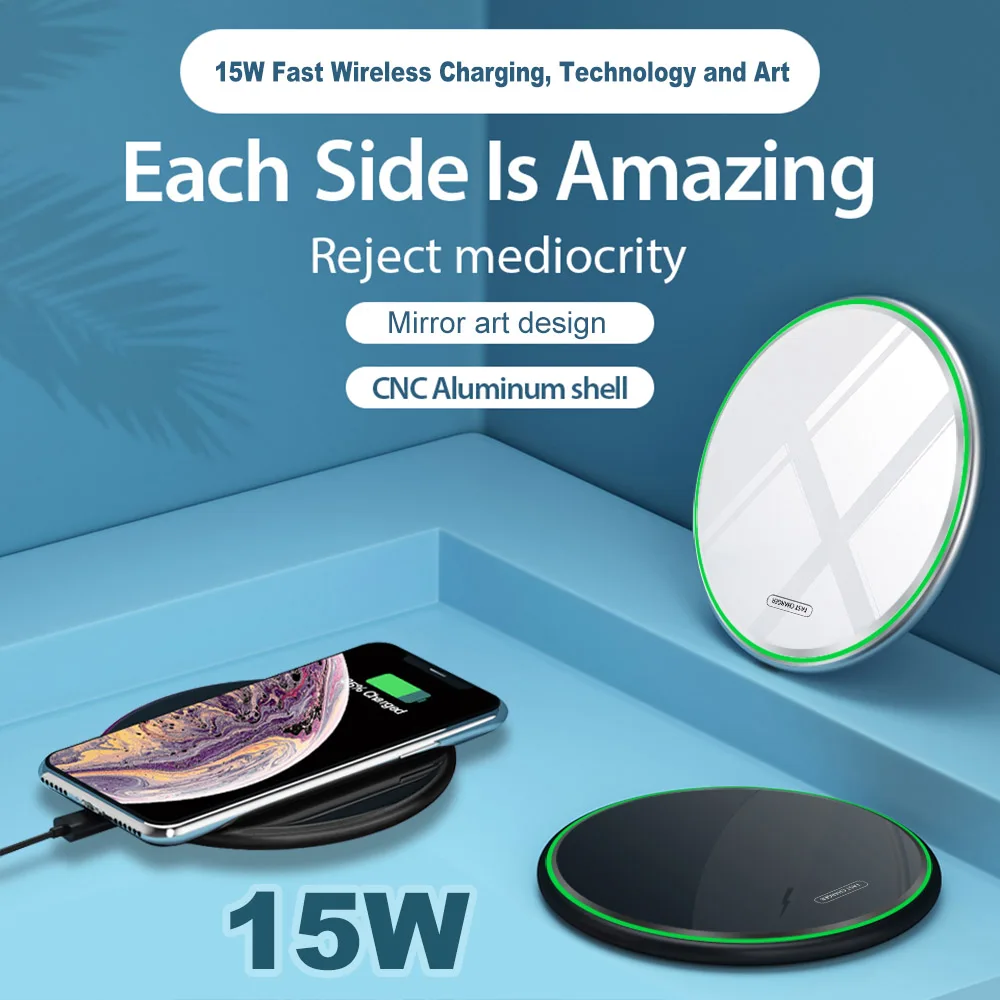 FDGAO 15W Fast Qi Wireless Charger For iphone Xs Max XR X For Huawei Mate20 Pro/P30 Pro Samsung S9 S10 Type C 10W Charging Pad