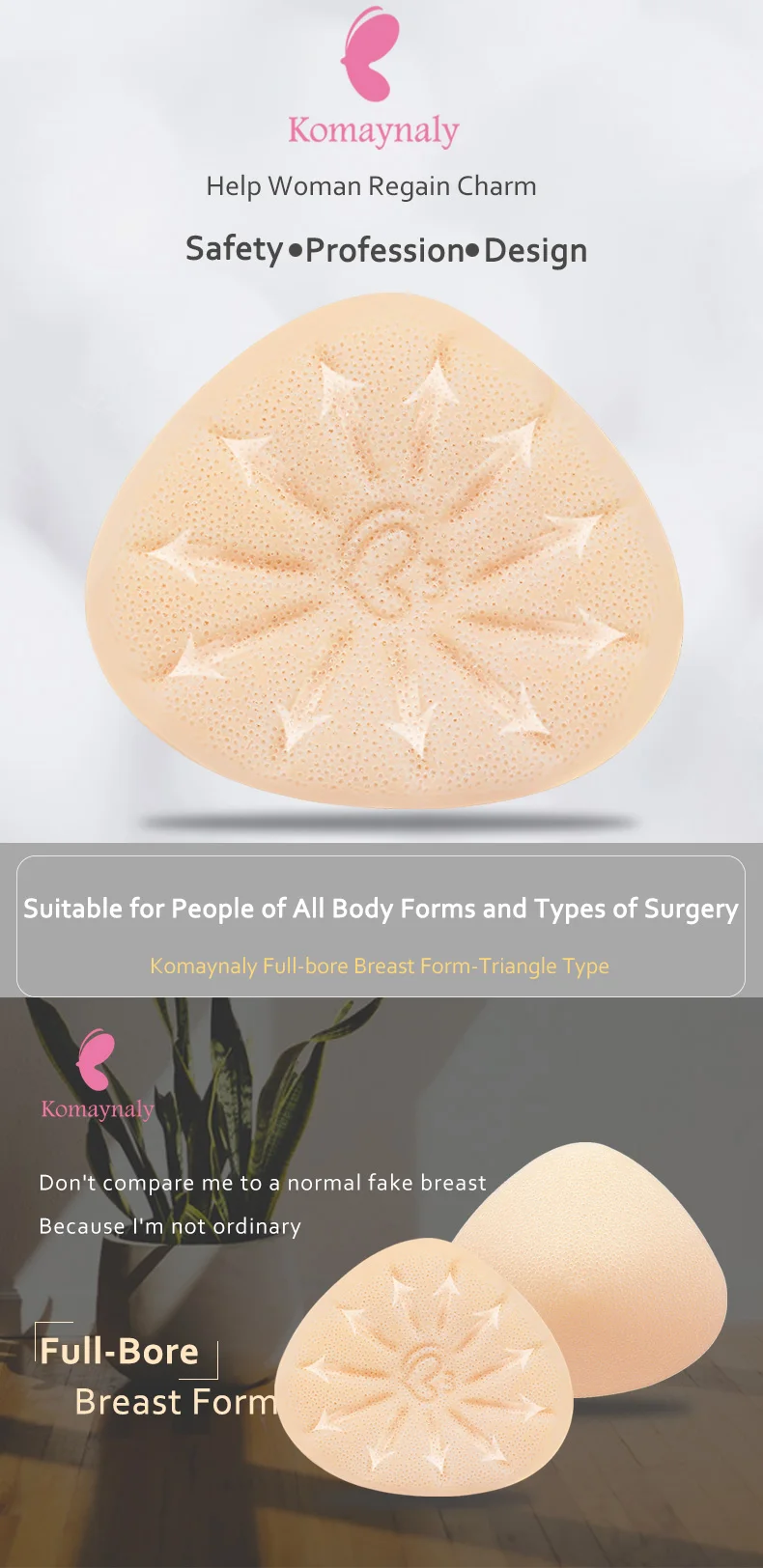 Komaynaly Fullbore False Breasts Lightweight Silicone Mastectomy Bras for Breast Cancer,Mastectomy Patient,Breast Crosscutting (3)