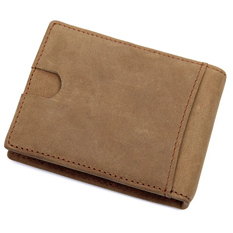 RFID Блокировка двойные тонкие из натуральной кожи тонкие минималистичные кошельки с передним карманом для мужчин зажим для денег из кожи с натуральным лицевым покрытием 577-50