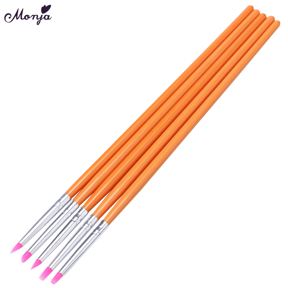 

Monja 5Pcs/set Nail Art Silicone Carving Emboss Shaping Sculpture Dotting Pen Pottery Modeling UV Gel Brush Manicure Tools