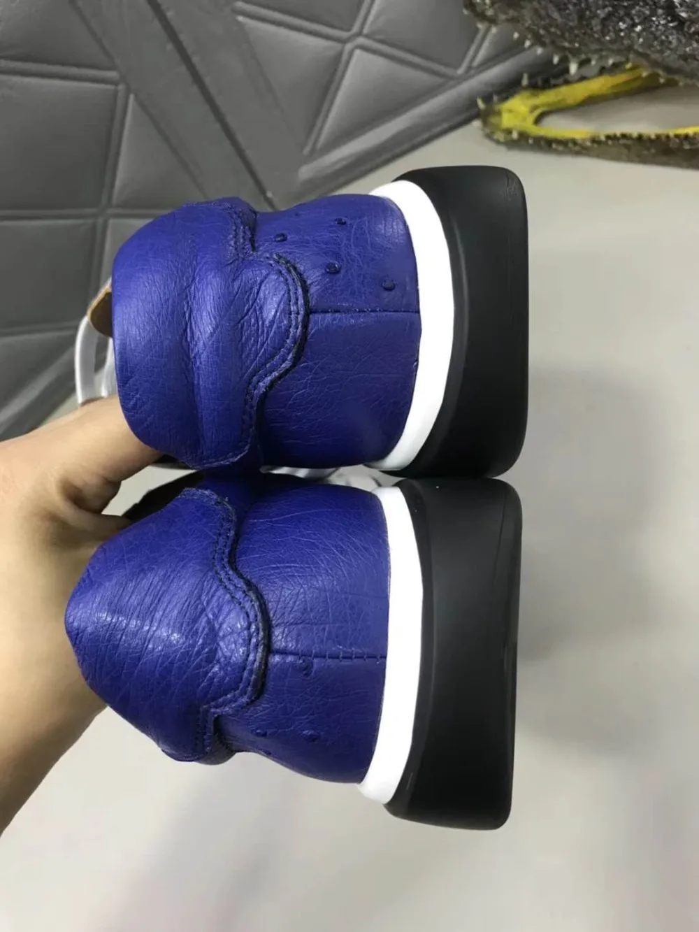 Starke Faden Freizeit Fashin Qualität Straußen Männer Strauß Feste 2019 Haut Schuh Top Neu Flache Basis Blau Echten 8x5v0n7