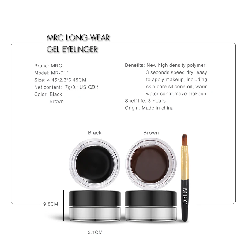 MRC Brand Women Makeup Waterproof Black Eyeliner Gel Gel Eye Liner with Brush by MRC Cosmetic (4)