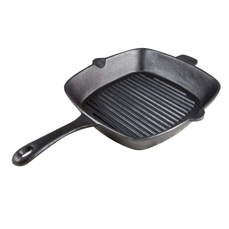 

ZITING 26x26cm Cast Iron Steak Stripe Frying Pan Non Stick Steak Pan Cooking Pots Grill Pan Use For Gas And Induction Cooker