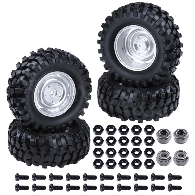 Cheap 4Pcs/lot 96mm 1.9" Alloy Tires & Wheels Rim 12mm Hex Wide:36mm For 1:10th RC Crawler Racer Climbing Car HPI AXIAL SCX10