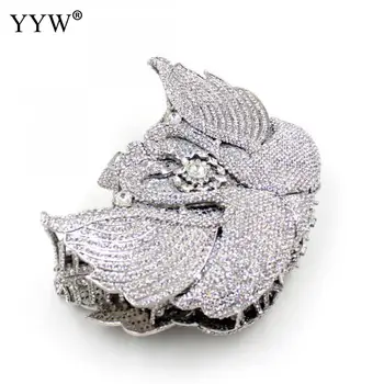 

Newest Clutch Bag Swan Sliver Crystal Women Wedding Flower Party Purse Bride Chain Clutch Bag Rhinestone Night Evening Bag