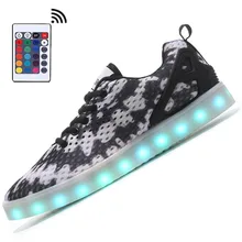 fashion Led Shoes Men Fashion Lace Up low Top Glowing Shoes Flat Brand Luminous Shoes Zapatos with Remote