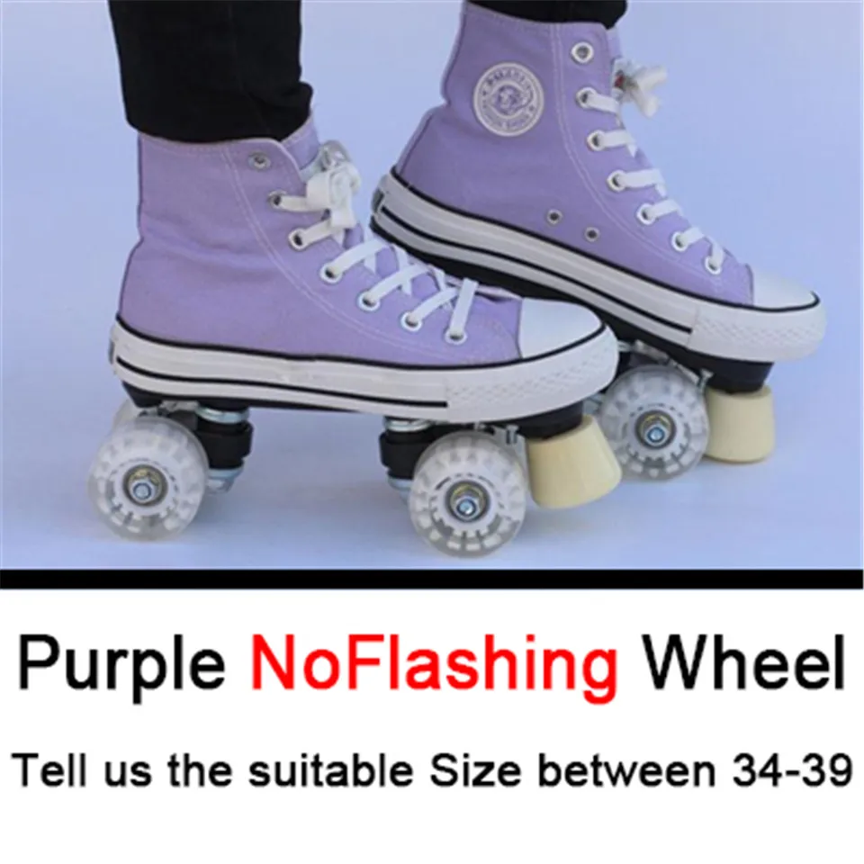 Профессиональные детские двойные роликовые коньки холщовые одноцветные скейт обувь для детей две линии мигающие колеса Patines унисекс Adulto IB101 - Цвет: purple PU no flashin