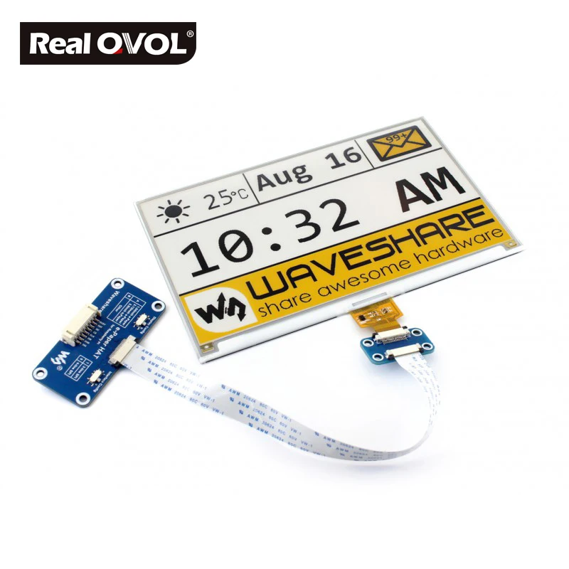 

RealQvol 7.5inch e-Paper HAT (C) E-Ink display HAT for Raspberry Pi, yellow/black/white three-color, SPI interface 640x384