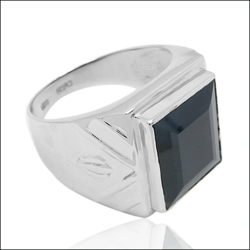 Luxury man sapphire ring 11*13mm natural black sapphire man ring solid 925 sterling silver gemstone ring for man birthday gift