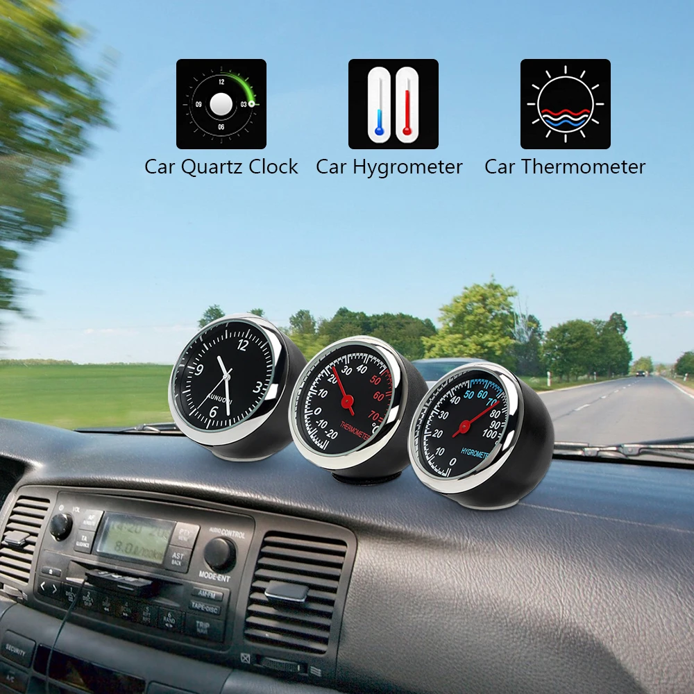

Quartz Auto Watch Car Ornament Hygrometer Mini Thermometer Anti-Scratch Automobile Car Digital Clock Decoration Car-Styling