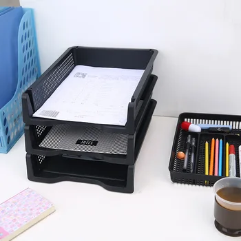 

Creative Plastic File Storage Rack Organizer Home Bedroom Desktop Sundries Office Office Supplies Overlay File File Storage Rack